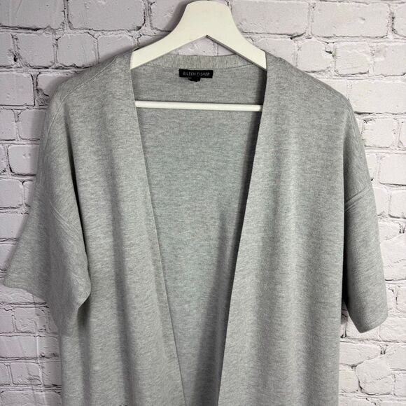 EILEEN FISHER Fine Organic Cotton & Silk Cardigan Size M - Picture 3 of 7